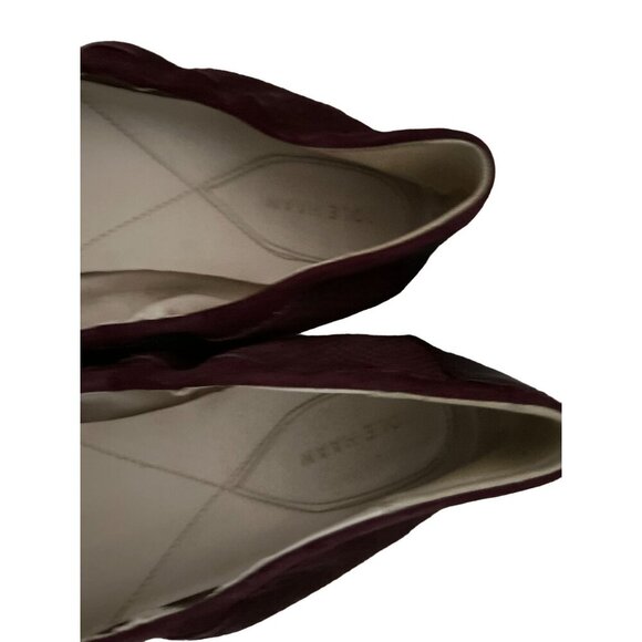 Cole Haan Ballet Flats Purple Color Quilted Suede Leather Gold Bow Size 9.5 - Picture 8 of 12